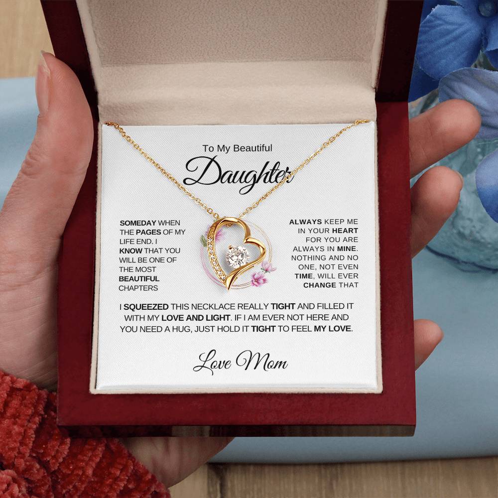 To My Beautiful Daughter, Love Mom - Forever Love Necklace