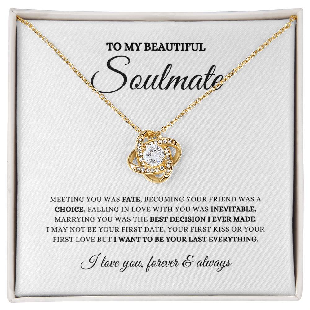 To My Beautiful Soulmate, Soulmate Gift, Love Knot Necklace