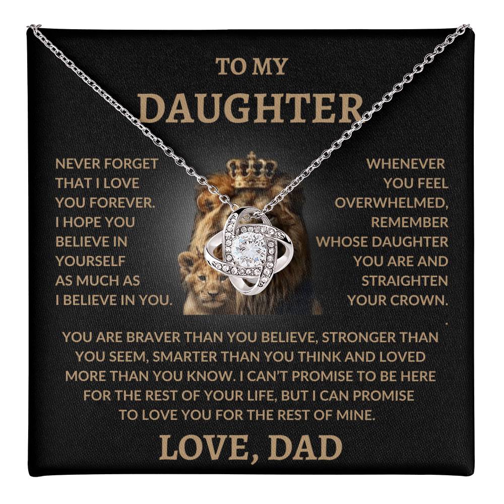 To My Daughter - Love Dad - Love Knot Necklace - Lion