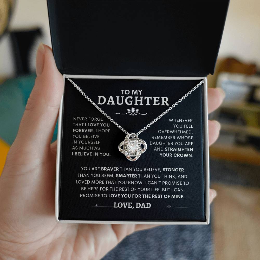 To My Daughter - Love, Dad - Necklace with Love Knot