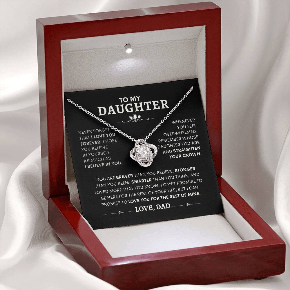To My Daughter - Love, Dad - Necklace with Love Knot