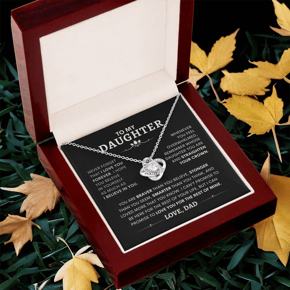 To My Daughter - Love, Dad - Necklace with Love Knot
