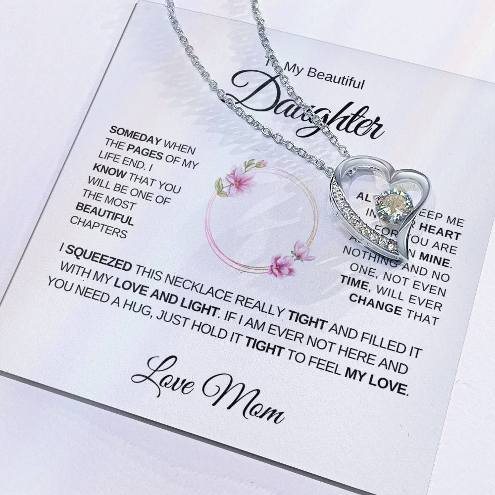 To My Beautiful Daughter, Love Mom - Forever Love Necklace