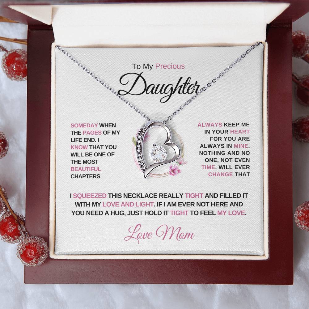 To My Precious Daughter, Love Mom - Forever Love Necklace