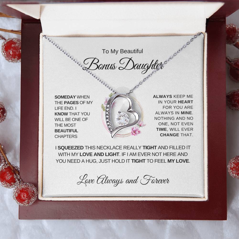 To My Beautiful Bonus Daughter - Forever Love Necklace