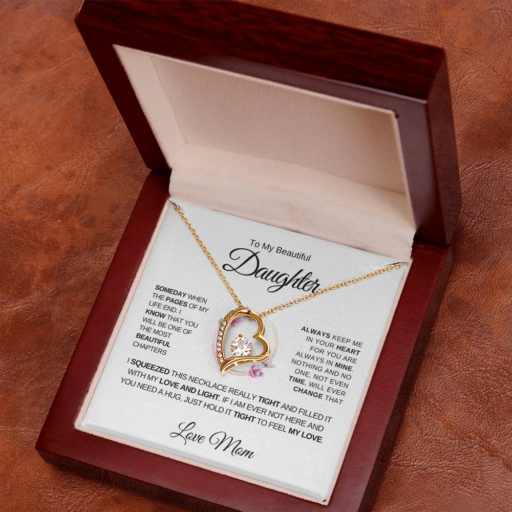 To My Beautiful Daughter, Love Mom - Forever Love Necklace