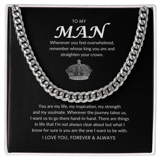 To My Man, Cuban Link Chain, Gift for Husband