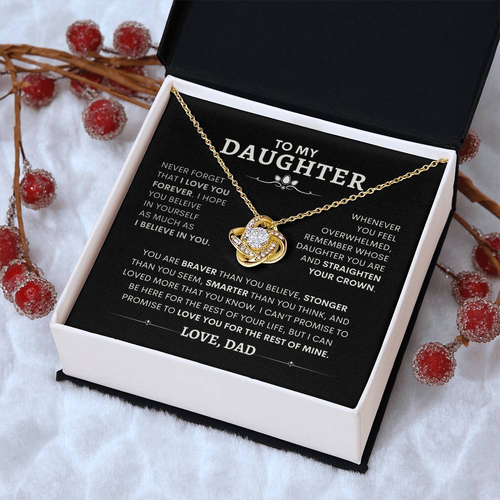 To My Daughter - Love, Dad -  Necklace with Love Knot