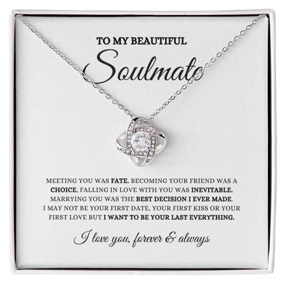 To My Beautiful Soulmate, Soulmate Gift, Love Knot Necklace