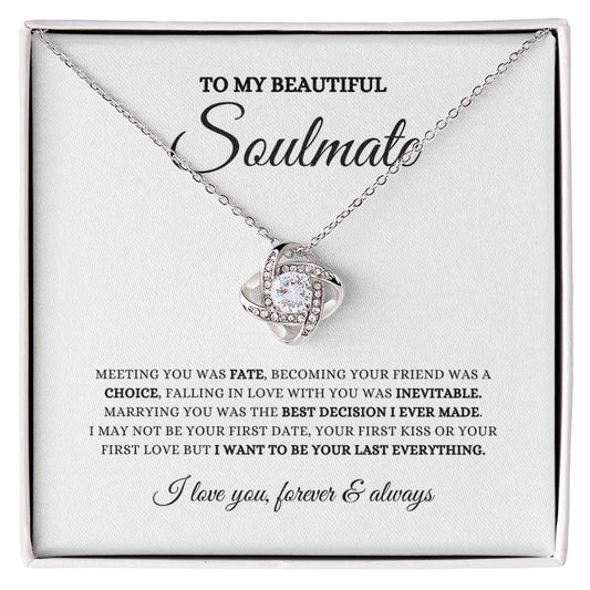 To My Beautiful Soulmate, Soulmate Gift, Love Knot Necklace