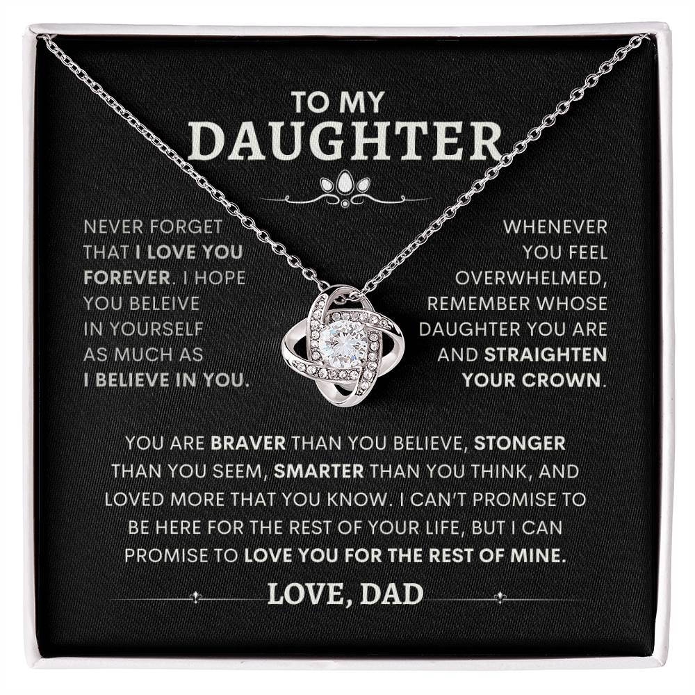 To My Daughter - Love, Dad -  Necklace with Love Knot