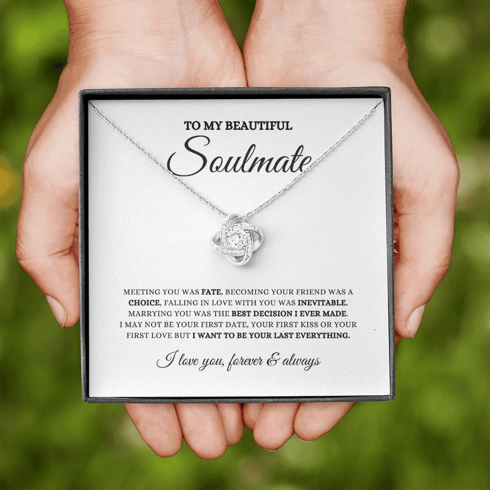 To My Beautiful Soulmate, Soulmate Gift, Love Knot Necklace