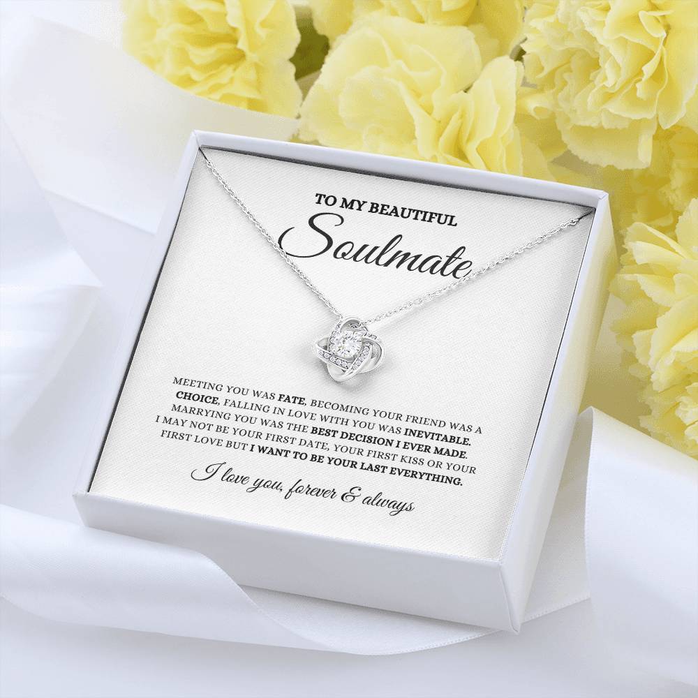 To My Beautiful Soulmate, Soulmate Gift, Love Knot Necklace