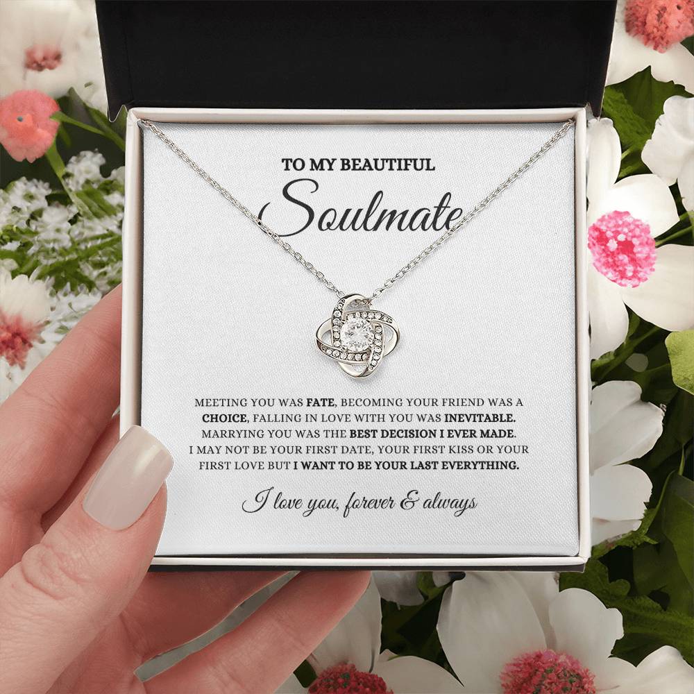 To My Beautiful Soulmate, Soulmate Gift, Love Knot Necklace