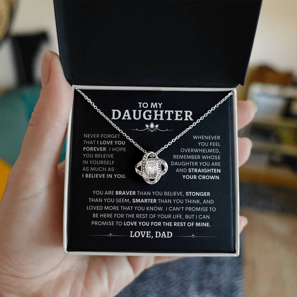 To My Daughter - Love, Dad -  Necklace with Love Knot