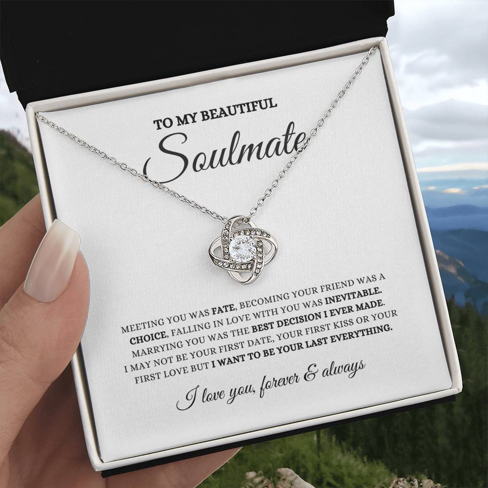 To My Beautiful Soulmate, Soulmate Gift, Love Knot Necklace