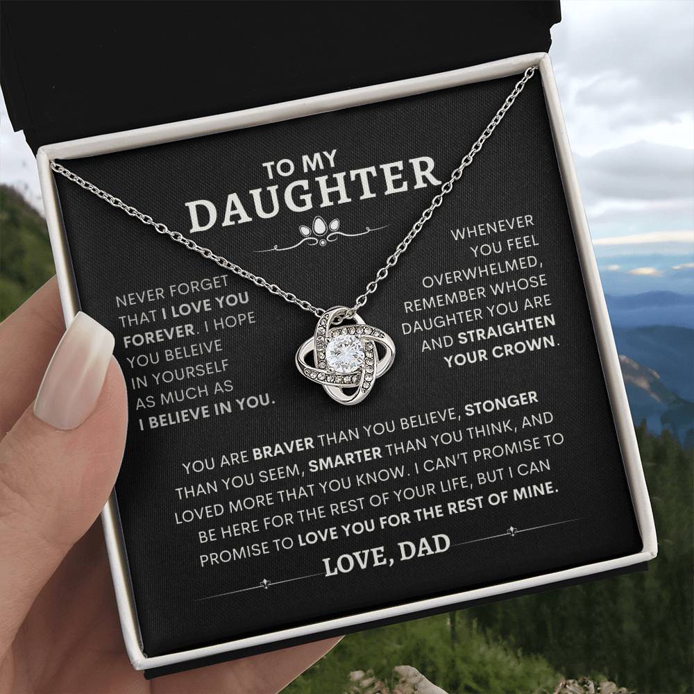 To My Daughter - Love, Dad -  Necklace with Love Knot