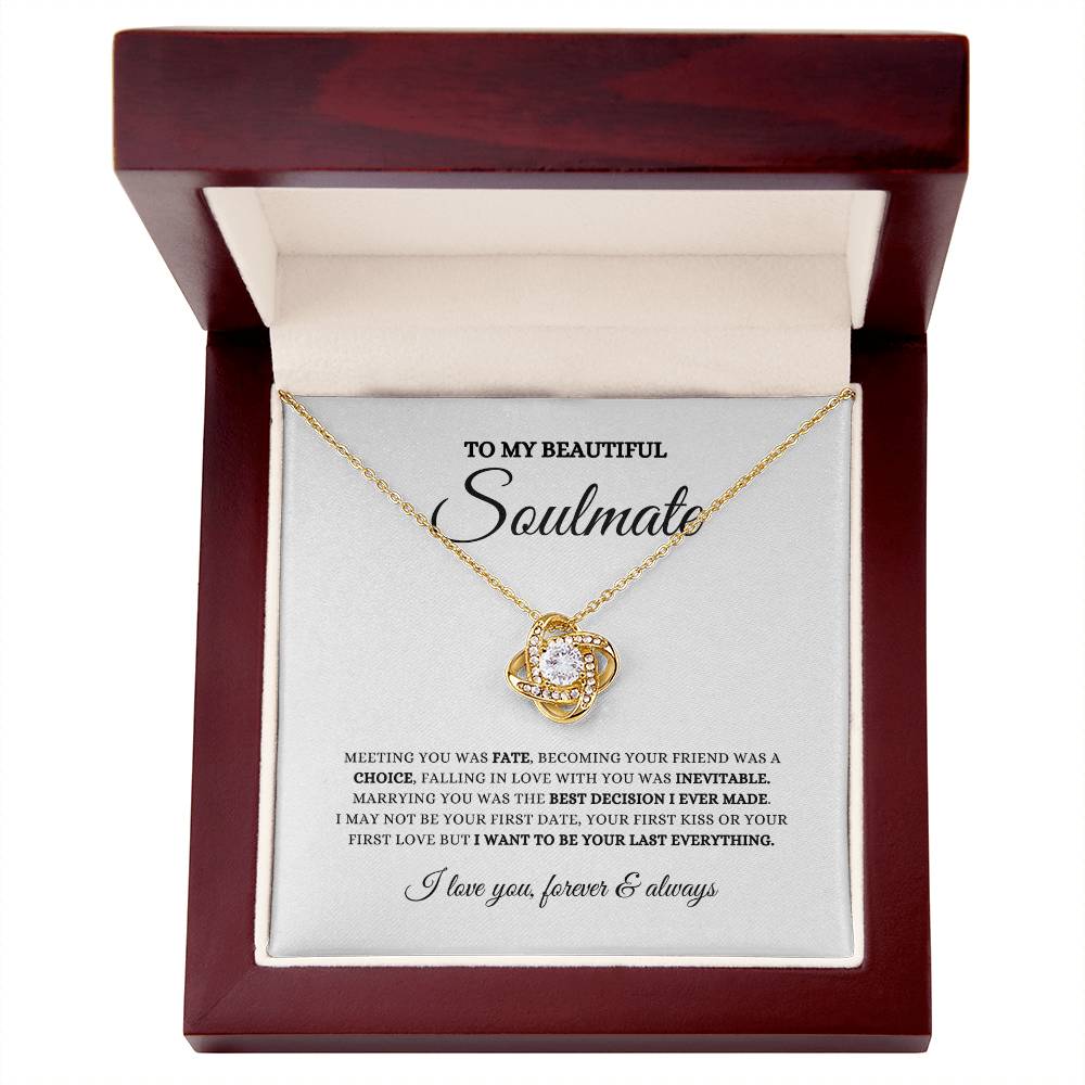 To My Beautiful Soulmate, Soulmate Gift, Love Knot Necklace