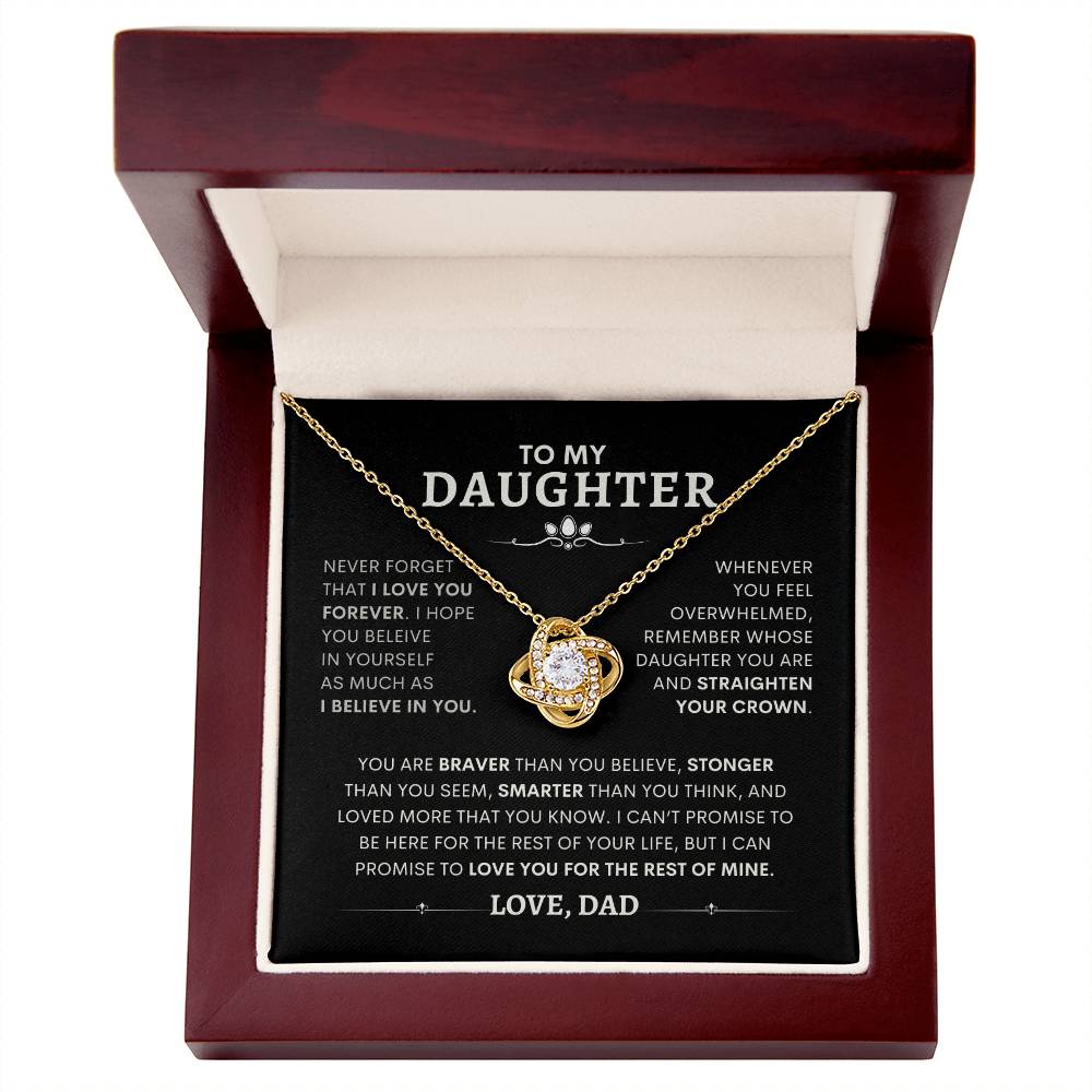 To My Daughter - Love, Dad -  Necklace with Love Knot