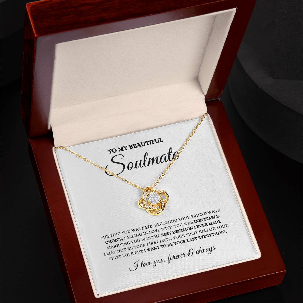 To My Beautiful Soulmate, Soulmate Gift, Love Knot Necklace