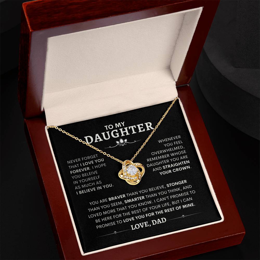 To My Daughter - Love, Dad -  Necklace with Love Knot