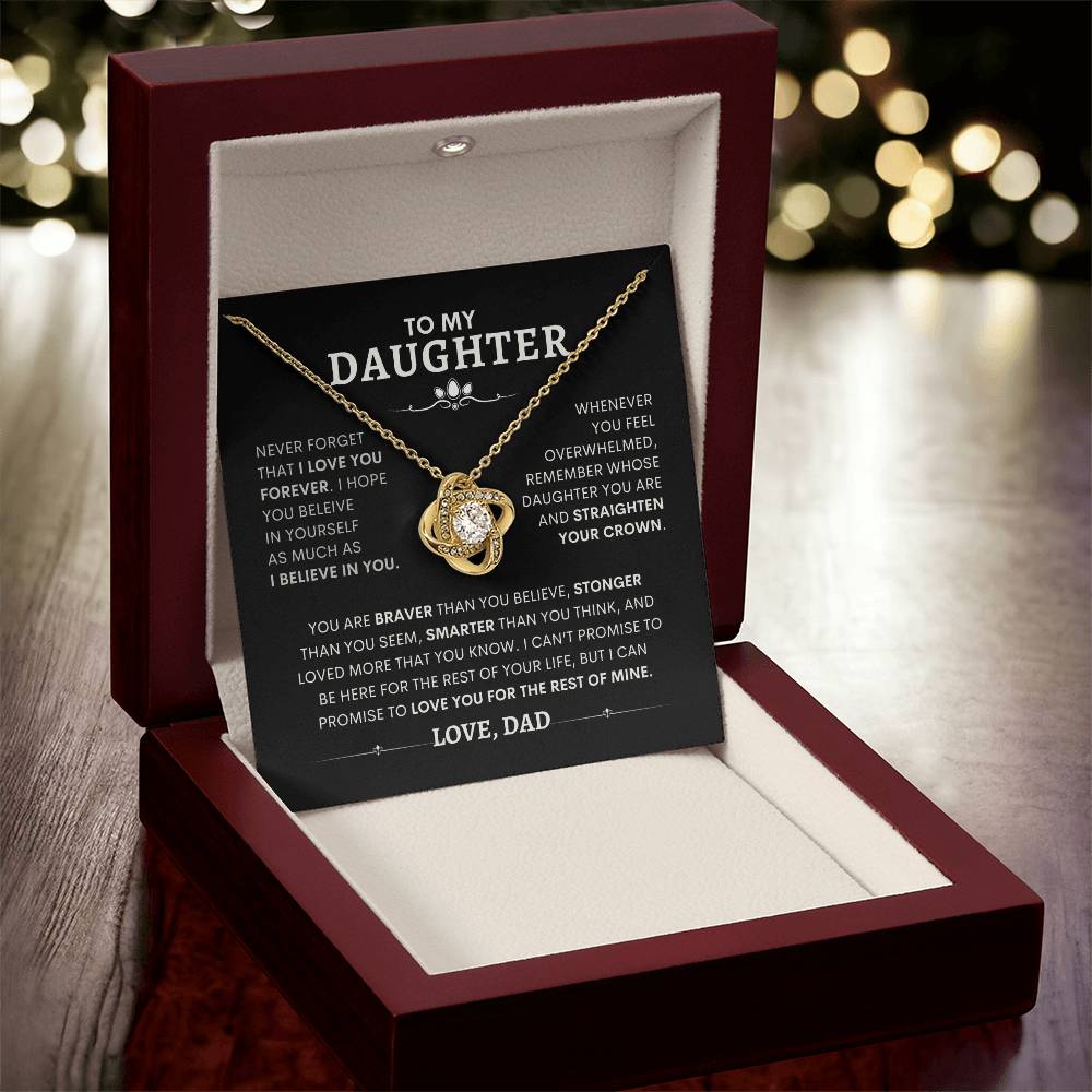 To My Daughter - Love, Dad -  Necklace with Love Knot