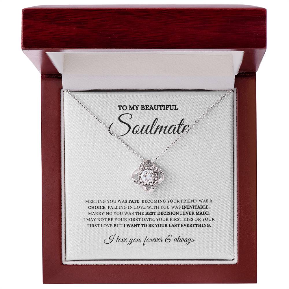 To My Beautiful Soulmate, Soulmate Gift, Love Knot Necklace