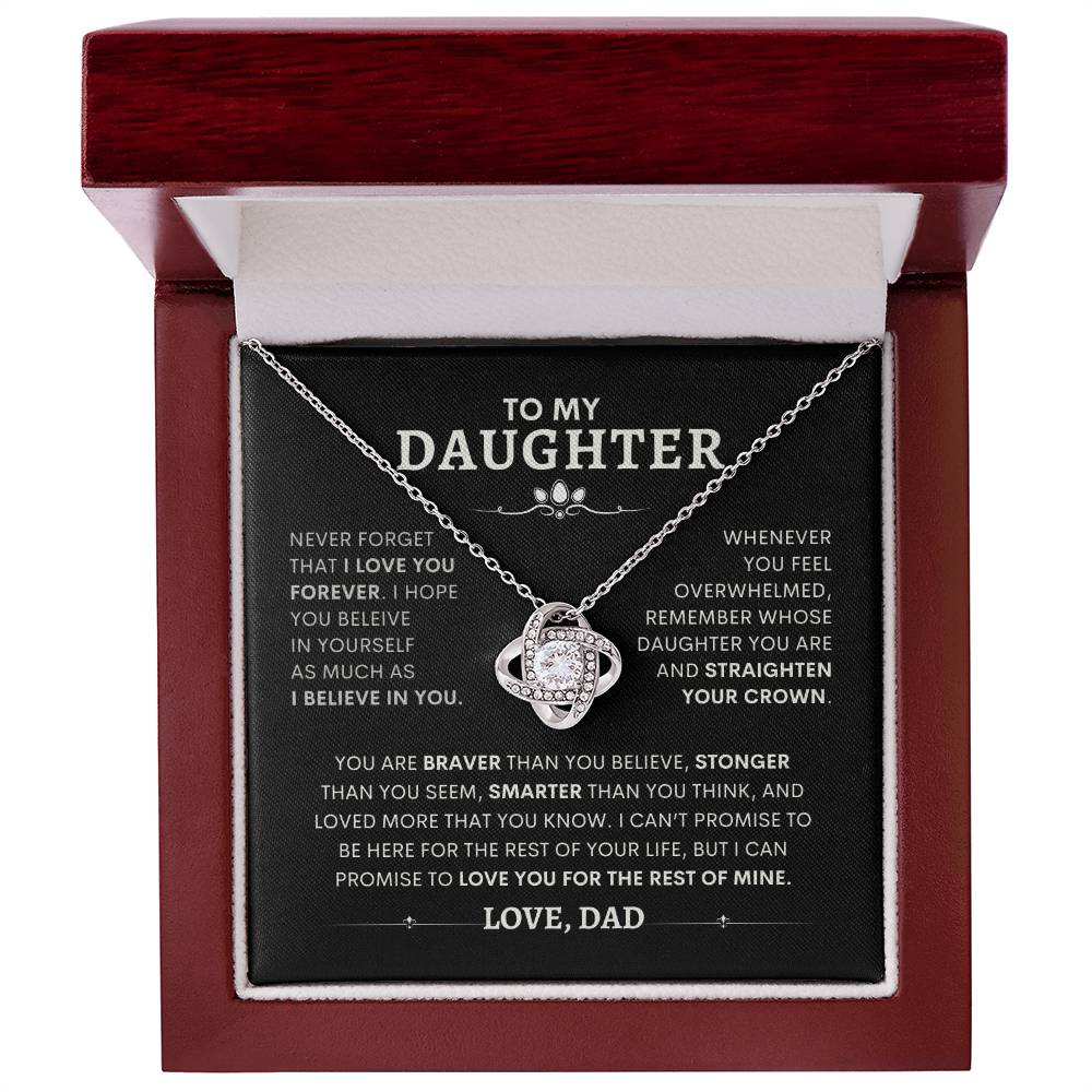 To My Daughter - Love, Dad -  Necklace with Love Knot