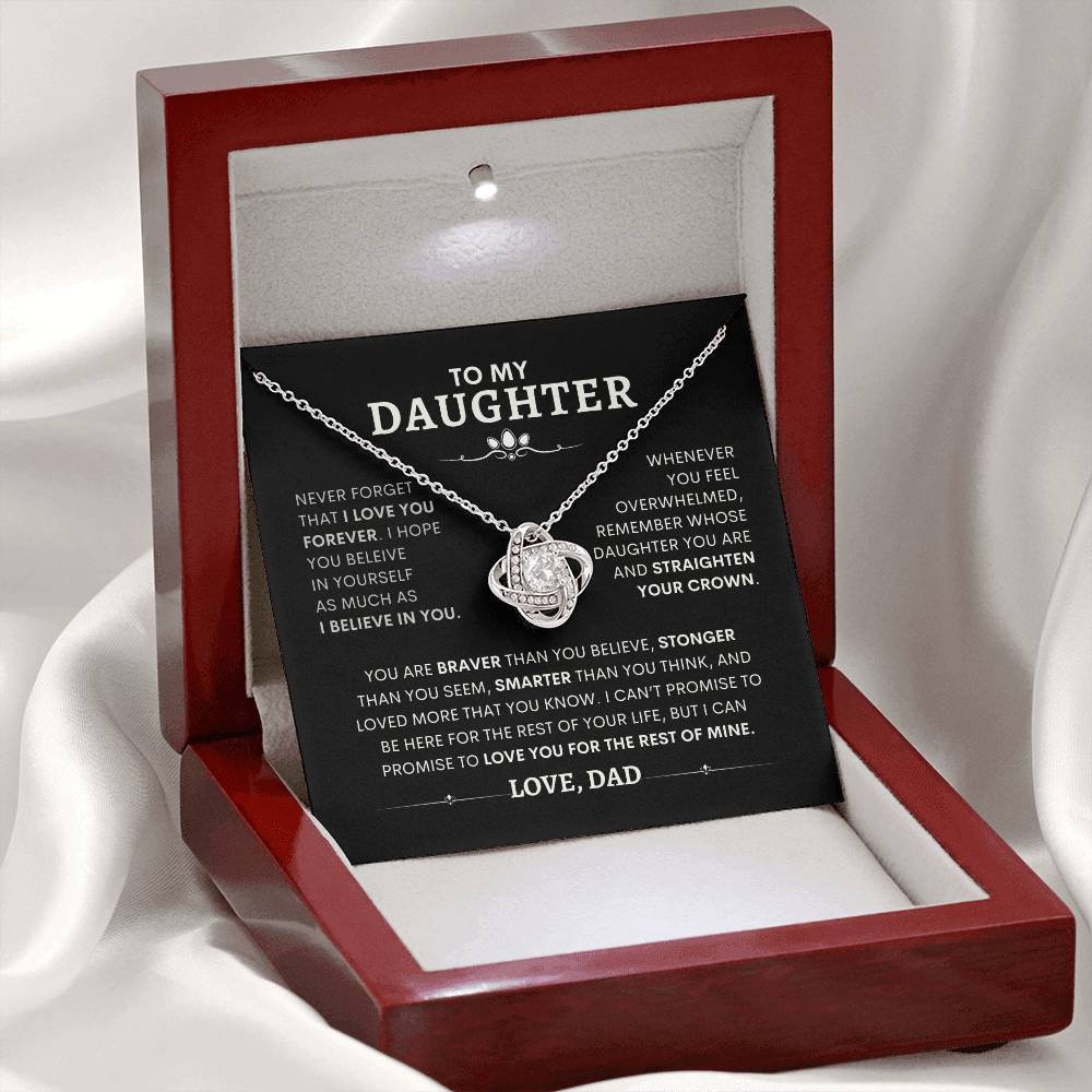 To My Daughter - Love, Dad -  Necklace with Love Knot