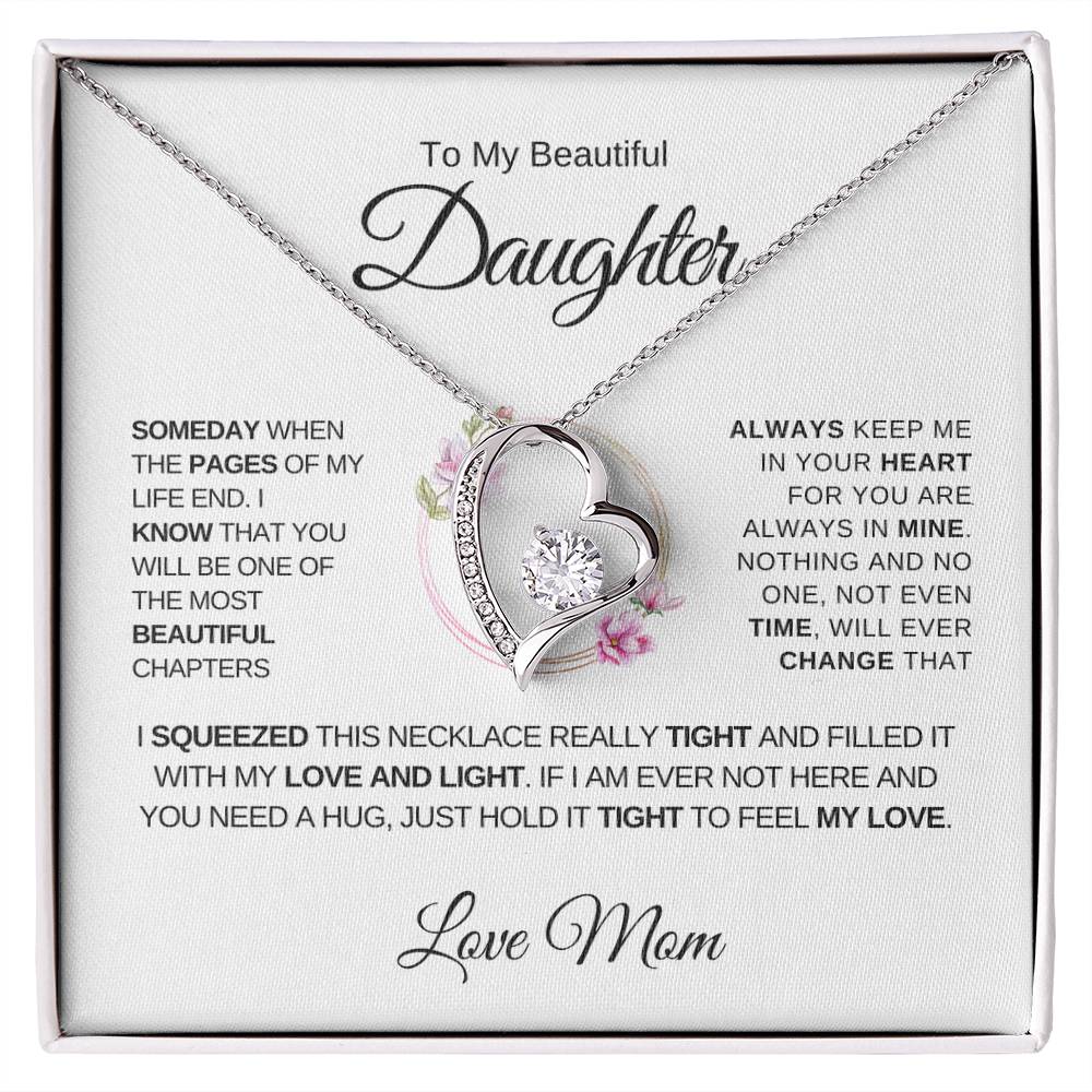 To My Beautiful Daughter, Love Mom - Forever Love Necklace