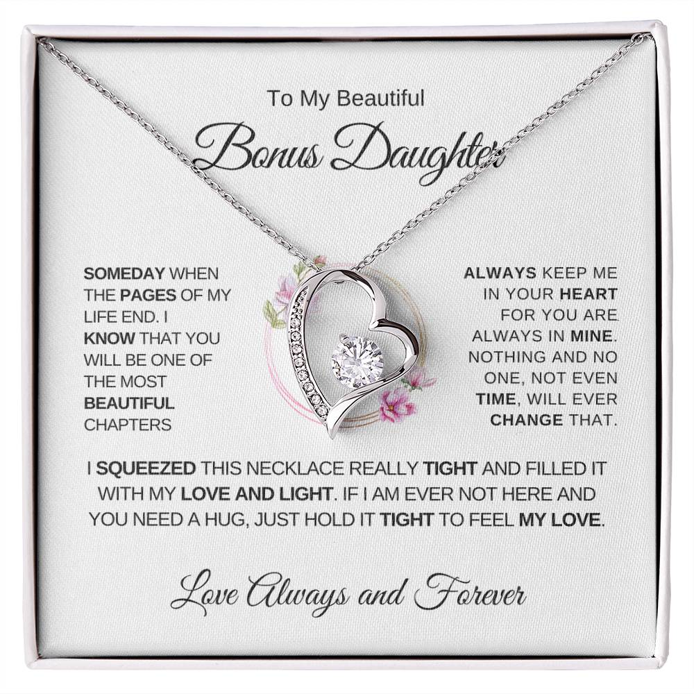 To My Beautiful Bonus Daughter - Forever Love Necklace