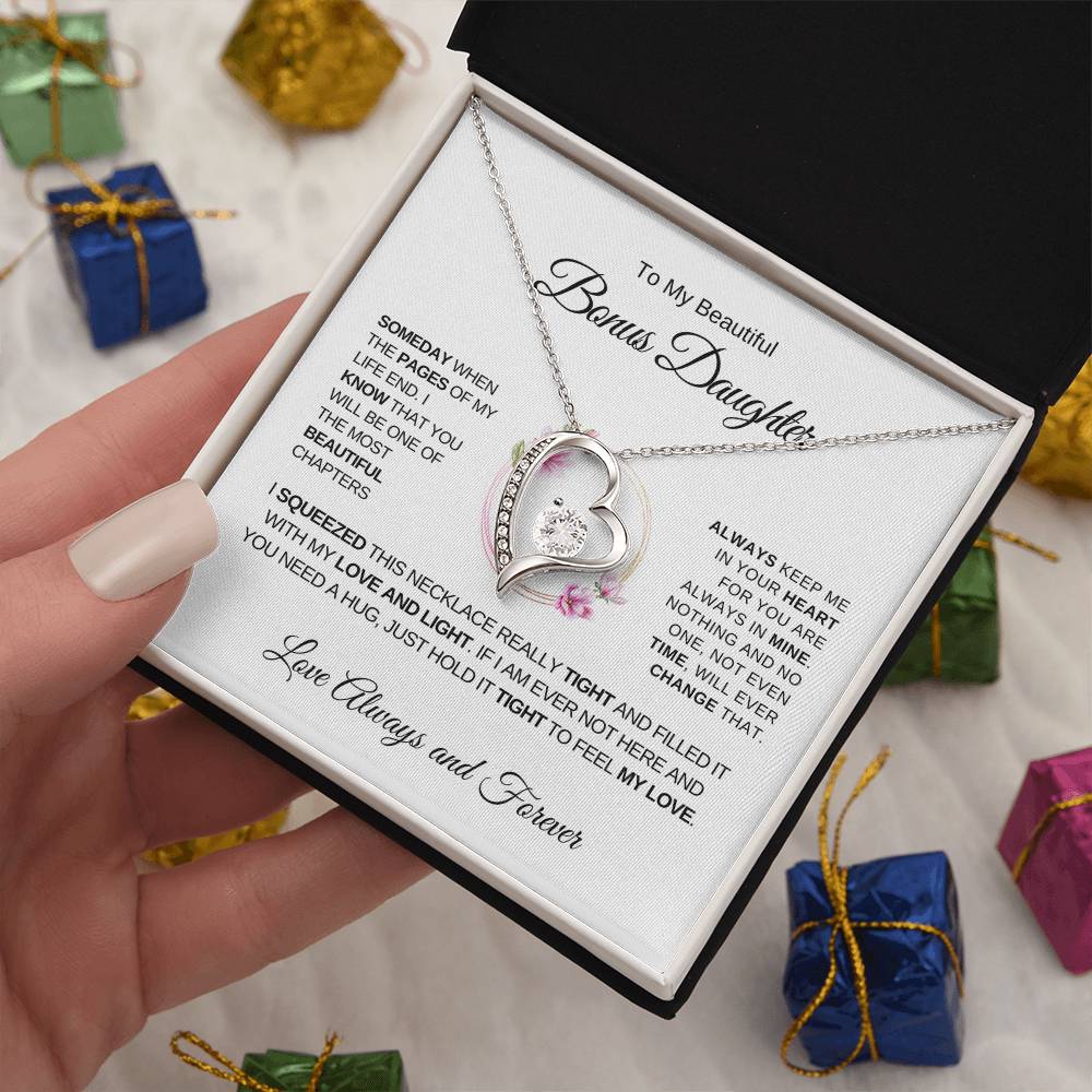 To My Beautiful Bonus Daughter - Forever Love Necklace