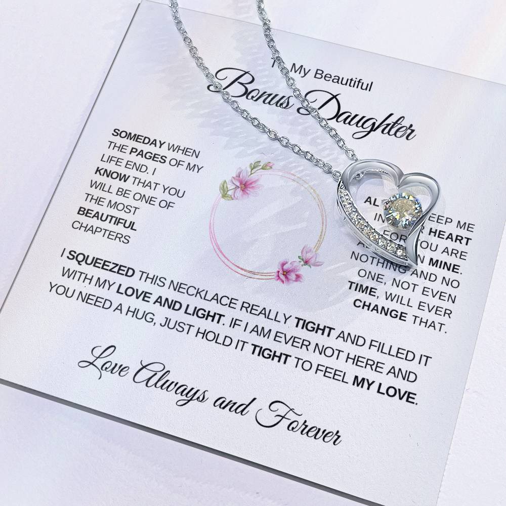 To My Beautiful Bonus Daughter - Forever Love Necklace