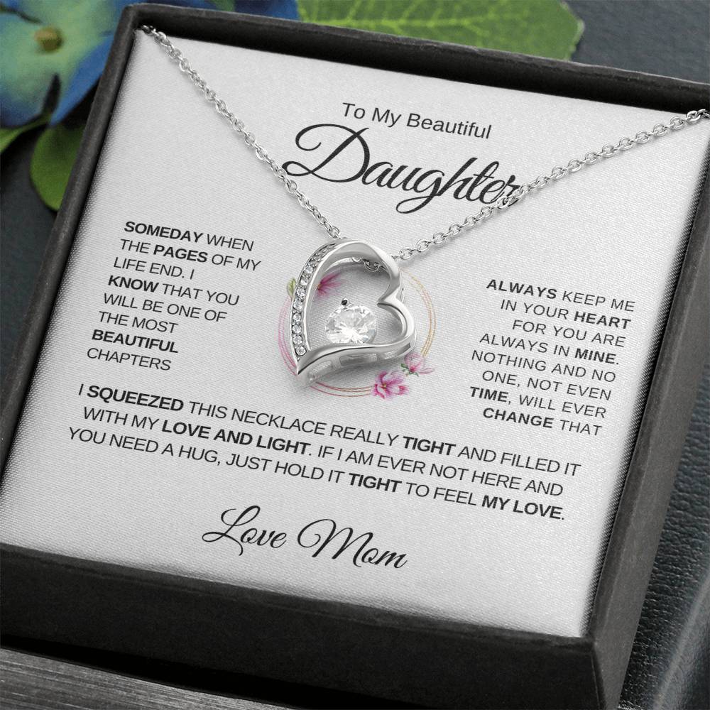 To My Beautiful Daughter, Love Mom - Forever Love Necklace