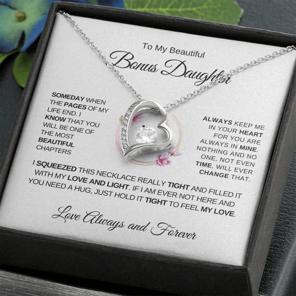 To My Beautiful Bonus Daughter - Forever Love Necklace