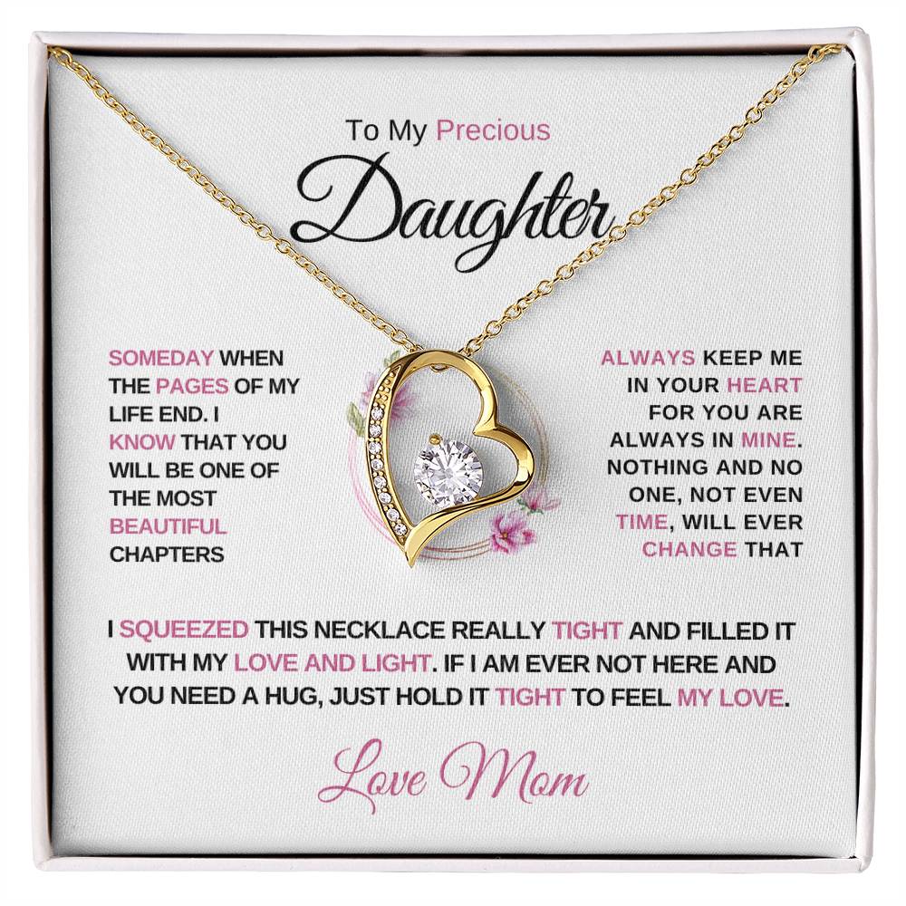 To My Precious Daughter, Love Mom - Forever Love Necklace