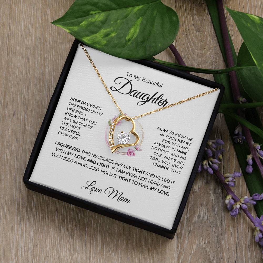 To My Beautiful Daughter, Love Mom - Forever Love Necklace